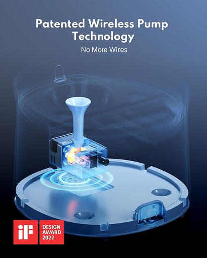 HomeRunPet Silent Cat Water Fountain, 68 oz/2L, Pet Fountain Wireless Pump, Dog Water Dispenser, Dual Mode, Quick Assembly & Easy-Clean, Filters Included