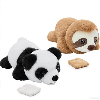 Tezituor Portable Magnetic Panda and Sloth Plush Toys Set - 7" Shoulder Magnets Stuffed Animal Interactive Play - Gift for Girls, Boys, Kids