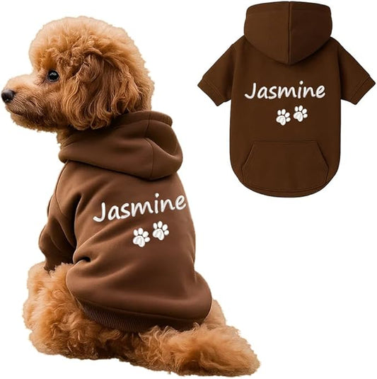 Personalized Name Dog Hoodie, Embroidered Hoodies Pet Name, Custom Puppy Sweater Warm Winter Outfit for Dogs, Unique Pet Birthday Gift Memorial Sweatshirt for Dog Lovers