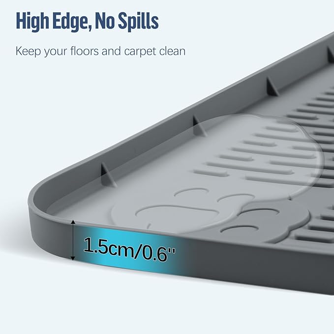 Pee Pad Holder for Dogs, 40" x 28" Silicone Pee Tray Mat Leak-Proof, High Edge, No Spill Pet Pad Holder for Puppy, Cat, Rabbit, Training Pads for Floor Protection, No Pee Pads (Dark Grey)