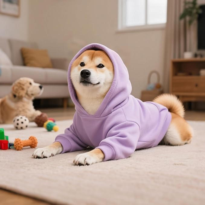 Idepet Pet Dog Hoodies Dog Clothes for Small Dogs Vest Chihuahua Clothes Warm Coat Jacket Autumn Puppy Outfits Cats Dogs Clothing(S,Purple)