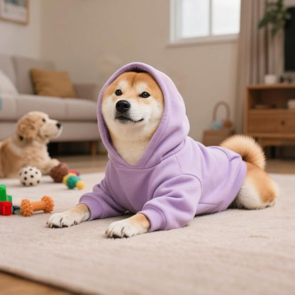 Idepet Pet Dog Hoodies Dog Clothes for Small Dogs Vest Chihuahua Clothes Warm Coat Jacket Autumn Puppy Outfits Cats Dogs Clothing(M,Purple)