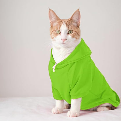 Small Dog Hoodie with Leash Hole and Pocket, Soft Winter Dog Sweater, Cozy Hoodies Sweatshirt for Small Dogs Puppy and Cat, Cold Weather Pet Clothes (Green Dog Hoodie, Medium)
