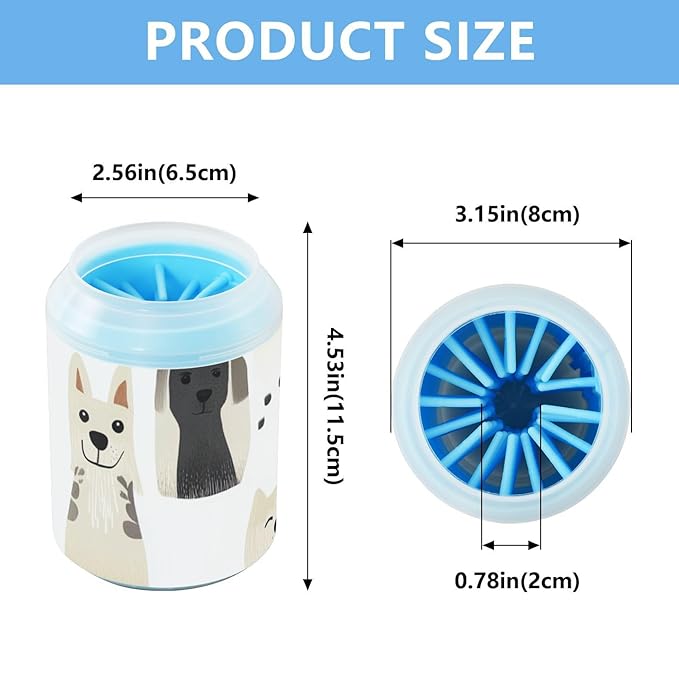 Dog Paw Cleaner Cups for Dogs Pet Foot Washer Paw Scrubber for Medium Small Dogs Cats Cleaning Cup Cute White Dog