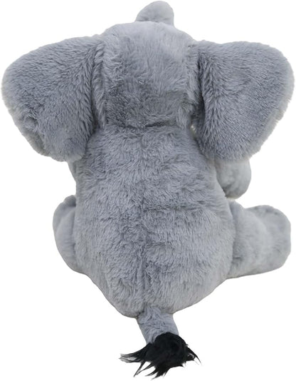 GOOC Kawaii Stuffed Smile Elephant Animal Cute Sitting Fuzzy Baby Elephant Plush Toy Gray Fluffy Doll Gift for Kids or Lover 10 Inch