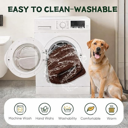 Dog Crate Pad Washable for 48 Inch Crate, Plush Anti-Slip Crate Mat for Large Dogs, XL Kennel Pad for Home, Travel and Training, 48 x 30 Inch, Brown