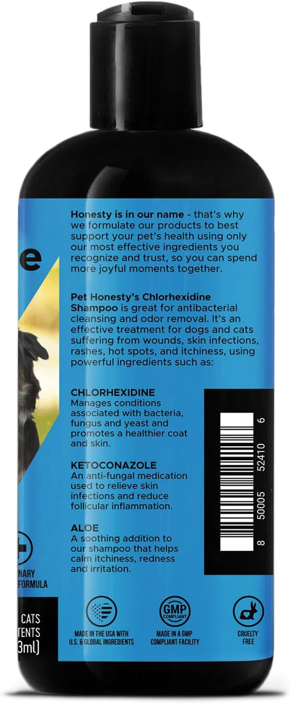Pet Honesty Chlorhexidine Cat & Dog Seasonal Itch Relief Shampoo, for Allergies, Itching, Skin and Coat Supplement, Helps Shedding, Hot Spots, Deodorizing Dog Shampoo & Grooming Supplies,16oz
