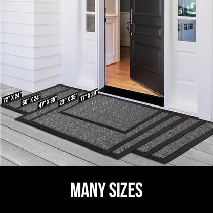 GORILLA GRIP 100% Waterproof All-Season WeatherMax Doormat 35x23, US Designed Natural Rubber, Stain and Fade Resistant, Low Profile Indoor Outdoor Door Mats, Easy Clean Patio Mat, Modern Latte