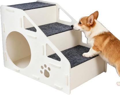 Dog Steps - 4-Step Non-Slip Pet Stairs | Puppy House Ladder, Dog Ramp, Foldable Lightweight Design for Easy Storage, Perfect for Small, Medium, and Large Dogs, as Well as Cats to Access