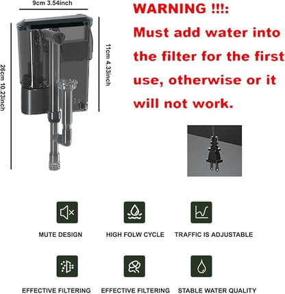 AQUA DAREN 1.5Gallon Glass Aquarium Nano Small Fish Tank Start Kit with Adjustable Filter,LED Light for Small Fish,Shrimp,or Betta 22 * 16 * 16cm