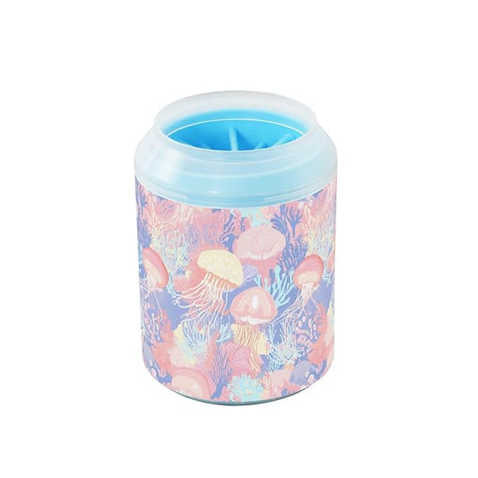 Dog Paw Cleaner Cups for Dogs Pets Foot Washer Paw Scrubber for Medium Small Cats Dogs Cleaning Cup Pastel Sea Coral Reef Jellyfish