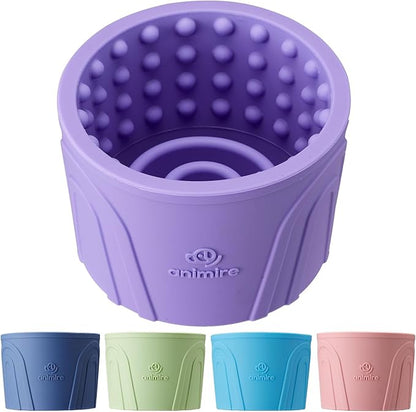 Dog Slow Feeder Lick Bowl, Anxiety Relief Dog Licking Mat Treat Dispenser, Non-Slip Anti-Choking Slow Eating Lick Bowl for Small Medium and Large Breed Dogs, BPA Free Silicone (Purple,M-L)