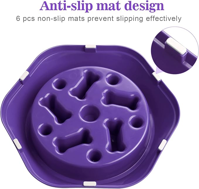 UPSKY Slow Feeder Dog Puzzle Bowl, Interactive Bloat Stop Non-Slide Lick Treat Bowl for Small Medium Dogs (Purple)