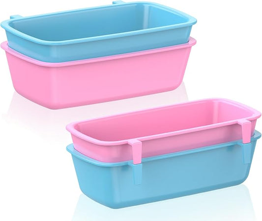 Pawfly 4 Pcs Cage Cups Hanging Plastic Bird Cage Feeders with Hooks 10 oz Rabbit Feeders for Cages Rabbit Food Bowls Waterers Bunny Cage Feeding Dishes for Small Pets Parrots Hamsters Guinea Pigs