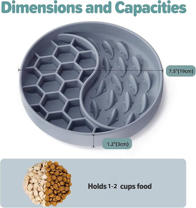 Slow Feeder Dog Bowls, Silicone Pet Food Bowls with Suction Cups, Non-Slip Dog Feeding Slow Down Pet Eating Speed for Fast Eaters, Anxiety Relief & Fun Added (Blue)