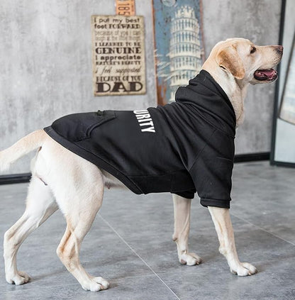 Dog Hoodie for Large Dogs Glow-in-The-Dark Security Dog Sweater Sweatshirt Hooded Soft Brushed Fleece WinterClothes with Dual Pocket Zip Puppy Hoodies Black XL