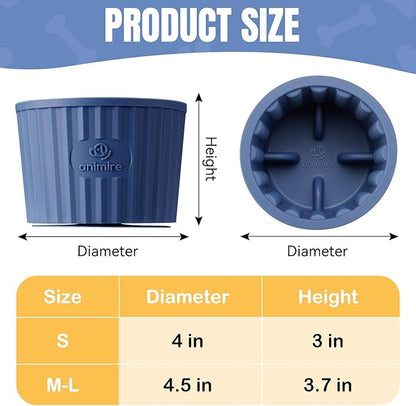 Dog Lick Bowl, Anxiety Relief Dog Licking Mat Freezer Treat Dispenser, Non-Slip Anti-Choking Silicone Slow Feeder Lick Bowl for Small Medium & Large Breed Dogs, BPA Free(Deep Blue,M-L)