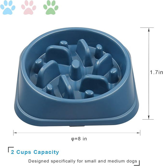 UPSKY Slow Feeder Small Dog Puzzle Bowl Feeder - Anti-Slip, Anti-Bloat, Anti-Choking - Deep Blue