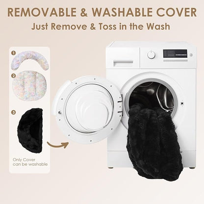 EHEYCIGA Large Dog Bed Sofa – Fluffy Faux Rabbit Fur Pet Couch for Medium and Large Dogs, Washable Removable Cover, Waterproof and Non-Slip, 36 Inch, Black