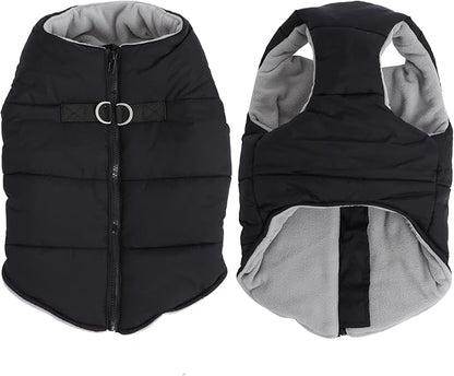 Geyecete Dog Bulldog Clothes Dog Cotton Padded Coat Thick Winter Warm Vest Waistcoat Cold Weather Jacket Clothing for French Bulldog Coat-Black-XL