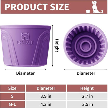 Dog Lick Bowl, Bestalk Anxiety Relief Slow Feeder Dog Freeze Mat Treat Dispenser, Non-Slip Licking Bowl Enrichment Toys for Small Medium and Large Breed Dogs, BPA Free Silicone(Purple,M-L)
