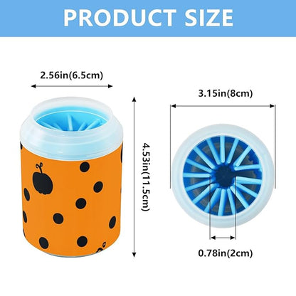 Dog Paw Cleaner Mudbuster Dog Foot Washer for Small Medium Large Dogs Cats Premium Pet Supplies Halloween Pumpkins Dots Orange