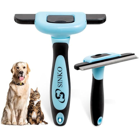 Sinko Deshedding Tool for Dogs & Cats, Pet Grooming Brush, Skin Friendly Deshedding Tool, Dog Brush for Shedding, Effectively Reduces Shedding by up to 95% for Short Medium Long Pet Hair (Blue)