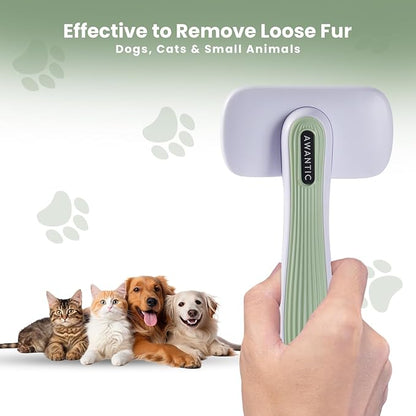 Self- Cleaning Slicker Brush for Dogs Suitable for Short & Long Haired Dogs and Effective Deshedding for Pet Grooming, Undercoat Removal, Tangle-Free Fur, Skin-Friendly Tool for Healthy Coat