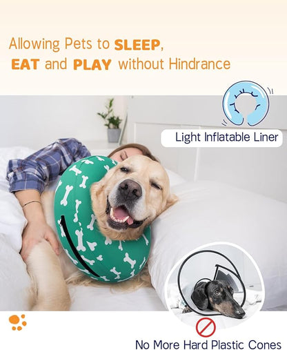 Supet Inflatable Dog Cone Collar Alternative After Surgery, Dog Neck Donut Collar Recovery E Collar for Neuter, Soft Pet Cone for Small Medium Large Dogs