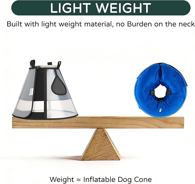 Soft Dog Cone Collar for Large Dogs, Mesh Windows Transparent E Collar for Dog, Anti-Bite Lick Wound Healing After Surgery Neuter Safety Practical Comfy Plastic Cone Black XXL