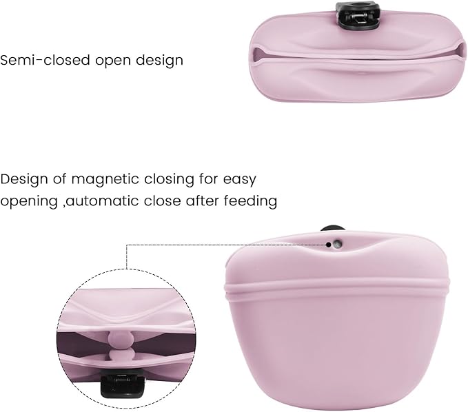AUDWUD Silicone Dog Treat Pouch,With Dog Training Clicker,Clip on Portable Training Container,Convenient Magnetic Buckle Closing and Waist Clip