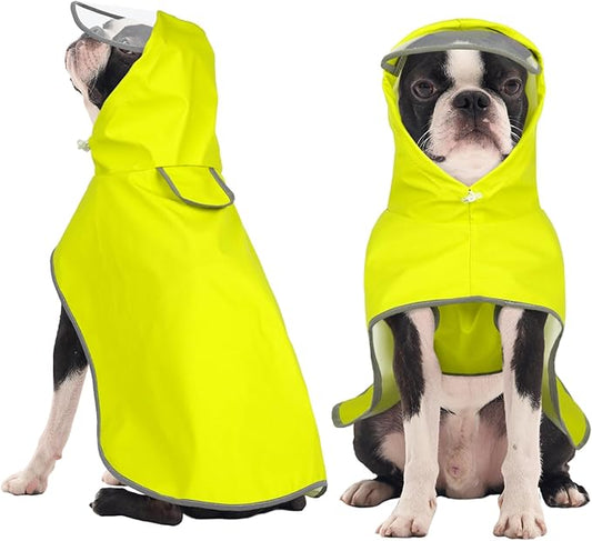 FUAMEY Reflective Dog Raincoats for Medium | Adjustable Belly Strap, Clear Hood, Waterproof, Snow Day, Schnauzer
