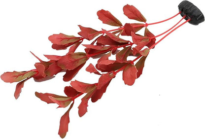 2-Pack 12 Inch Aquarium Silk Aquarium Plants, Artificial Plastic Plant for Small Tank, Goldfish, Fish Hides (Red, 12 Inch)