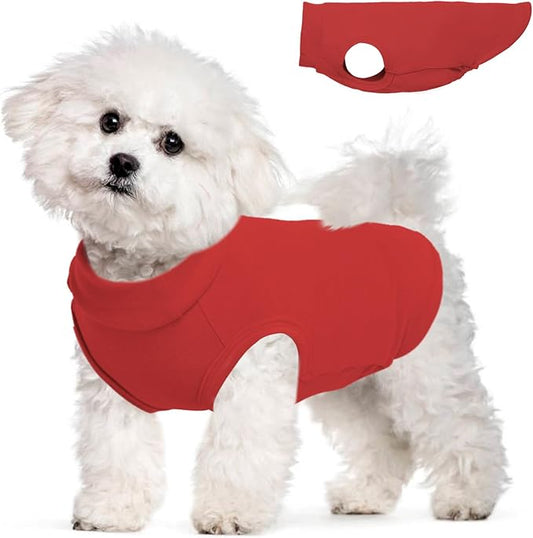 Fleece Vest Sweater for Small Dogs - Red, S - Stretchable Shirt | Soft Lightweight Sweatershirt,Fall Winter Jackets Keep Warm,Pullover Design,Home Pet Clothing,Shih Tzu
