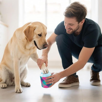 Dog Paw Cleaner Mudbuster Dog Foot Washer for Small Medium Large Dogs Cats Premium Pet Supplies Teal Plaid Pink Blue