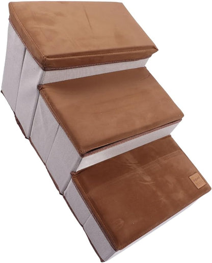 Fabater Dog Stairs for Small Dogs, 3 Step Dog Steps for Couch Sofa and Chair, Anti Slip with Storing Space, Pet Stairs Pet Steps Ramp for Small Dogs and Cats