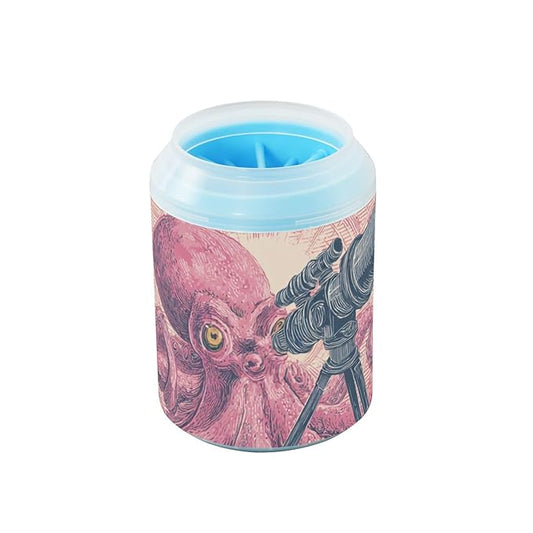 Dog Paw Cleaner Mudbuster Dog Foot Washer for Small Medium Large Dogs Cats Premium Pet Supplies Retro Octopus Telescope Pink