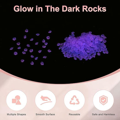 10000-Pack Glow in The Dark Rocks, 0.2" Resin Outdoor Garden Decorations Luminous Rhombus Stones for Garden Plants/Aquarium/Backyard Path, Aquarium Gravel [Purple]