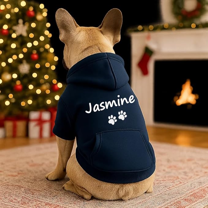 Personalized Name Dog Hoodie, Embroidered Hoodies Pet Name, Custom Puppy Sweater Warm Winter Outfit for Dogs, Unique Pet Birthday Gift Memorial Sweatshirt for Dog Lovers