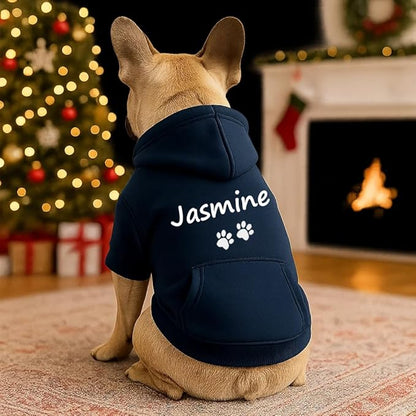 Personalized Name Dog Hoodie, Embroidered Hoodies Pet Name, Custom Puppy Sweater Warm Winter Outfit for Dogs, Unique Pet Birthday Gift Memorial Sweatshirt for Dog Lovers