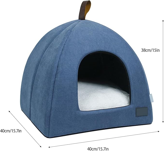 Zerone Pet Tent, Foldable Cat Bed Breathable Cat House Indoor Pet Tent Dog Bed with Mat (M)