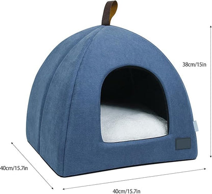 Zerone Pet Tent, Foldable Cat Bed Breathable Cat House Indoor Pet Tent Dog Bed with Mat (M)