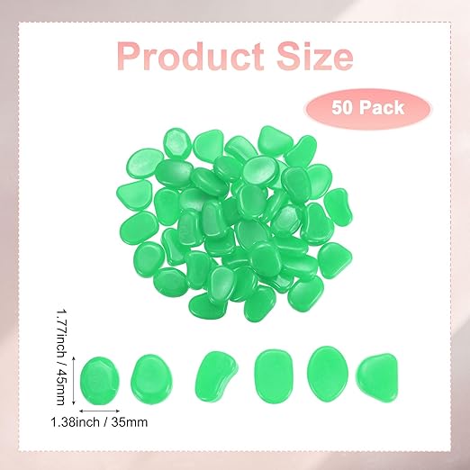 50-Pack Glow in The Dark Rocks, 1.77" Resin Outdoor Garden Decorations Luminous Pebbles Stones for Garden Plants/Aquarium/Backyard Path, Aquarium Gravel [Cyan]