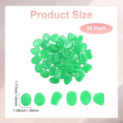 50-Pack Glow in The Dark Rocks, 1.77" Resin Outdoor Garden Decorations Luminous Pebbles Stones for Garden Plants/Aquarium/Backyard Path, Aquarium Gravel [Cyan]