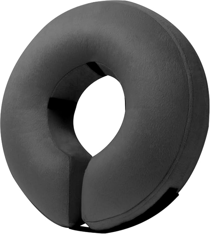 BENCMATE Inflatable Dog Cone Collar Alternative, Soft Dog Cone for Small Medium Large Dogs and Cats, Neck Recovery ECollar Donut Collar After Surgery (Medium+, Dark Grey)