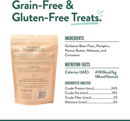 Portland Pet Food Company Pumpkin Dog Treats Healthy Biscuits for Small Medium & Large Dogs - Grain-Free, Human-Grade, All Natural Cookies, Snacks & Training Treats - Made in The USA - 3 Pack (5 oz)