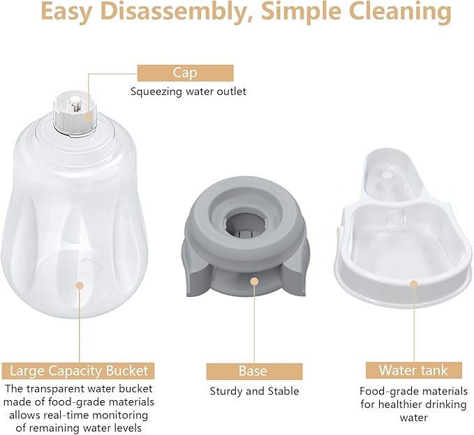 STALTWO 1.58 Gallon Automatic Dog Water Bowl Dispenser, Large Capacity Water Feeder for Cats and Dogs, BPA-Free, 1.58 Gallon Grey