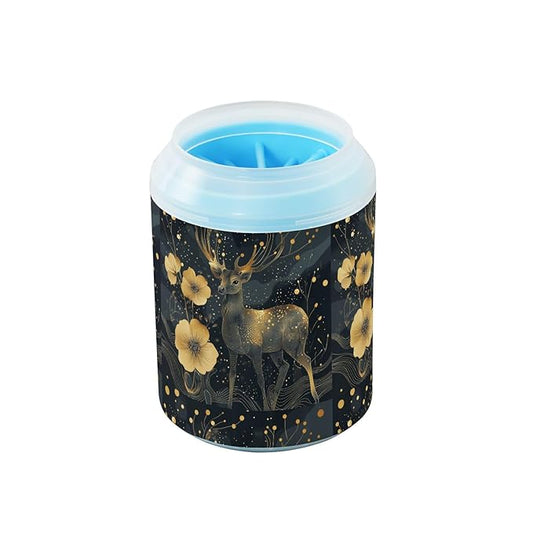 Dog Paw Cleaner Cups for Dogs Pets Foot Washer Paw Scrubber for Medium Small Cats Dogs Cleaning Cup Deer Golden Poppy Black