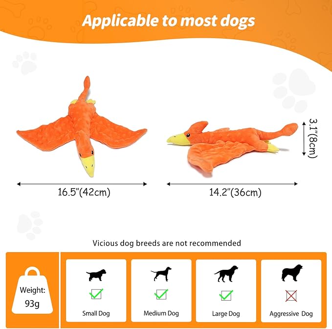 Plush Squeaky Dog Toys, Soft Stuffed Animals Dog Toy with Squeaker, Interactive Crinkle Dog Toys, Puppy Teething Chew Toy for Small, Medium & Large Breeds