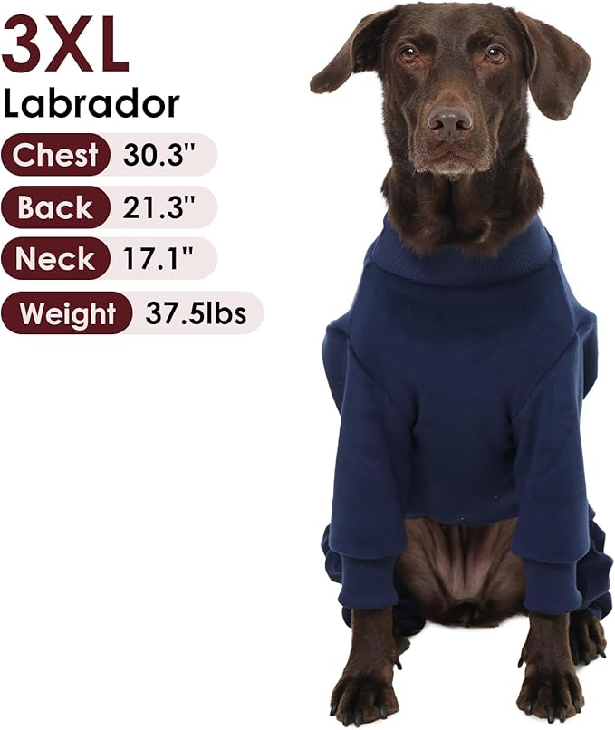 Dog Pajamas Winter Fleece Sweaters Warm Onesie for Large Dogs Pjs Boy Soft Cozy Cold Weather Pet Jumpsuit for Sensitive Skin Warm Sleep Jammies, Blue XXL